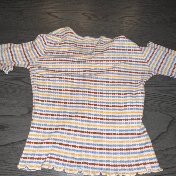 White Fox Boutique Orange and Blue Button Down Shirt - Picture 3 of 3